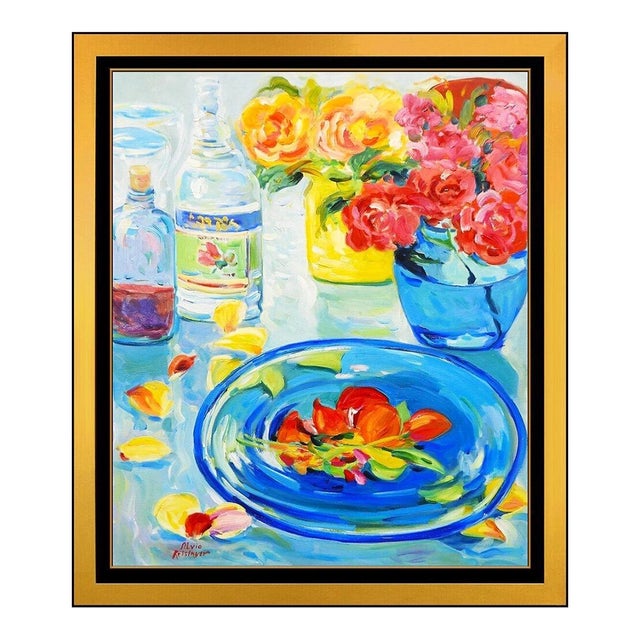 Late 20th Century Roses with Still Life, Malva For Sale