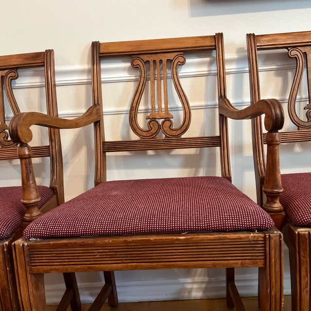 Duncan Phyfe Vintage Harpback Duncan Phyfe Style Mid Century Chairs For Sale - Image 4 of 9