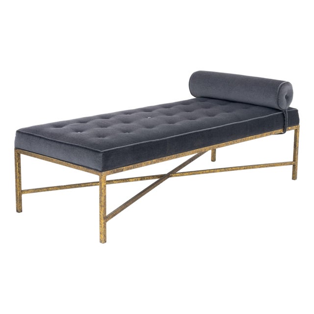 Modern Blue Mohair Upholstered Daybed For Sale