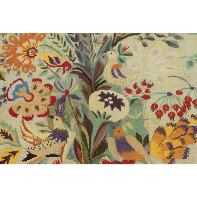 Rug & Kilim Signed Aline Leduc-Durand Aubusson Tapestry, Folk Floral Bouquet - Rug & Kilim For Sale - Image 4 of 9