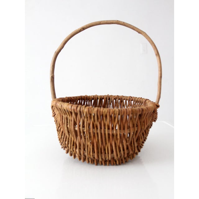 Vintage Wicker Gathering Basket For Sale - Image 6 of 14