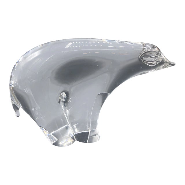 Clear Crystal Sculpture of a Polar Bear For Sale