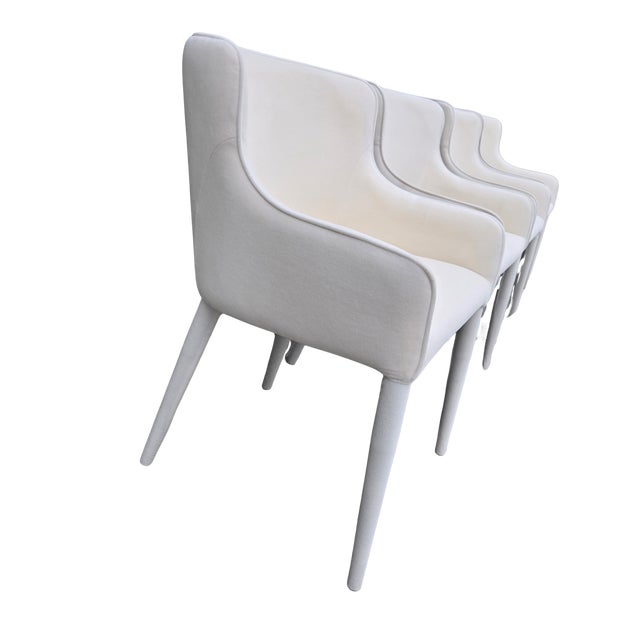 2020s Rh Nicola Slope Fabric Dining Side Chairs (Set of 4) – Performance Velvet, Natural For Sale - Image 5 of 18