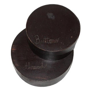 Early 20th Century Pair of Folky Thread and Buttons Painted Pantry Boxes For Sale