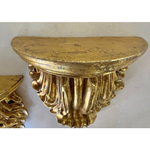 Late 20th Century Vintage Hollywood Regency Wall Shelves, A Pair For Sale - Image 5 of 7