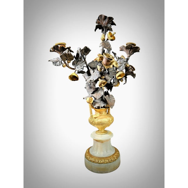 Gilt Bronze Vases with Flowers, 1860, Set of 2 For Sale - Image 9 of 18