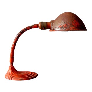 Vintage Red Gooseneck Lamp For Sale