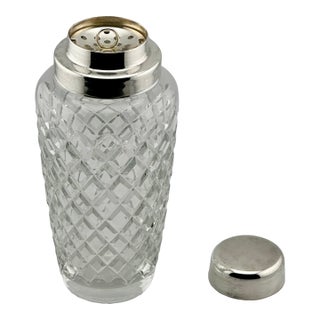 Beautiful Fine Quality Vintage 1930s Art Deco Deep Hand Cut Crystal and Silverplate Cocktail Shaker by W M F For Sale