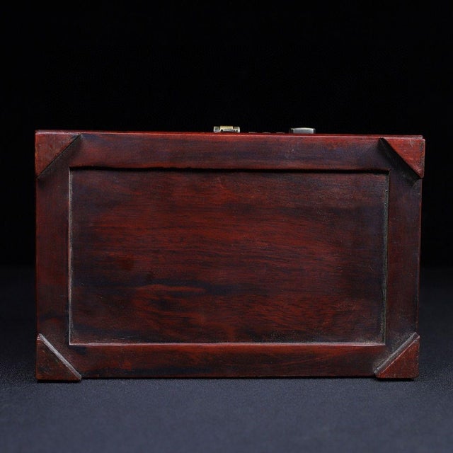 Vintage Redwood Jewelry Box With Combination Lock and Brass Mounts For Sale - Image 9 of 10