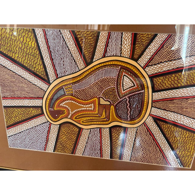 Australian Aboriginal Geometric Dot Painting Emu Dreamtime Signed Bidirrwi '89 For Sale - Image 4 of 6