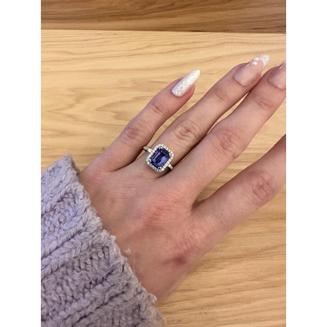 Elevate your style with this stunning 2.65ct Tanzanite Ring. Handcrafted in Solid 14k White Gold, this ring features a...