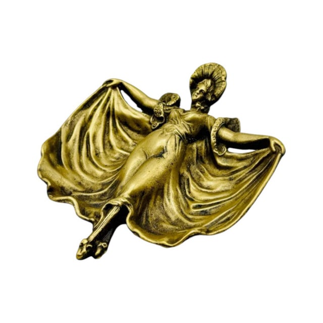 Art Nouveau Vide-Poche with Female Figure in Bronze-Toned Metal, 1890s For Sale - Image 4 of 8