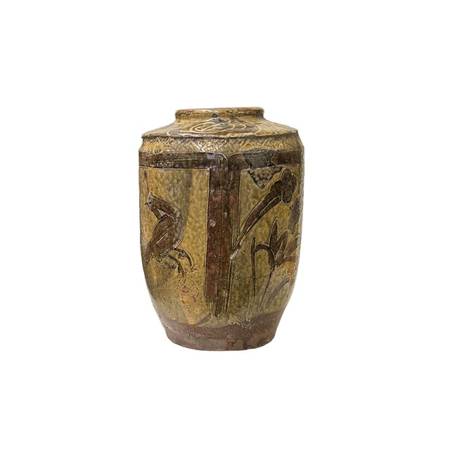 Vintage Earthy Beige Brown Village Rural Pottery Ceramic Pot Vase For Sale In San Francisco - Image 6 of 7