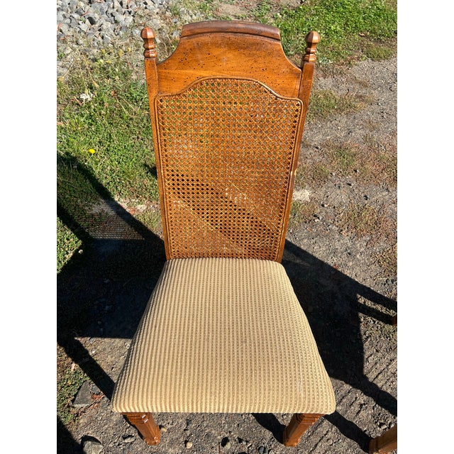 Singer & Sons Vintage Singer Furniture Italian Mediterranean Cane Back Dining Chairs For Sale - Image 4 of 8