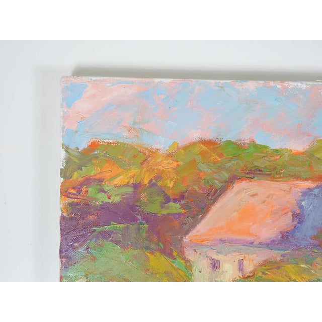 Late 20th century oil on canvas plein air impressionist landscape painting with cottage by Joan Jardine (1935–2025)...