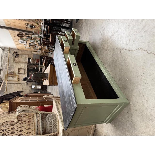 Green Sage Green and Black Wooden Retail Counter For Sale - Image 8 of 17