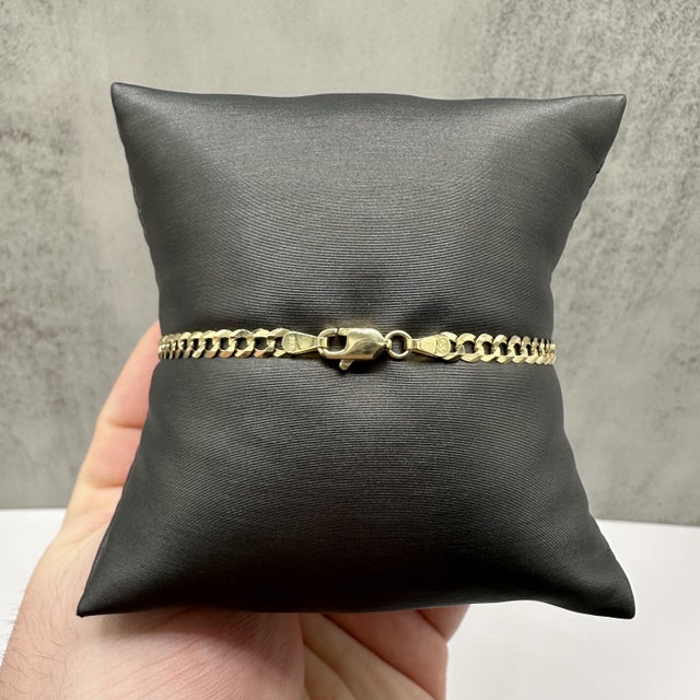 Curb Link Bracelet 14kt Yellow Gold 8in 3.7mm 3.25g Solid New For Sale - Image 4 of 6