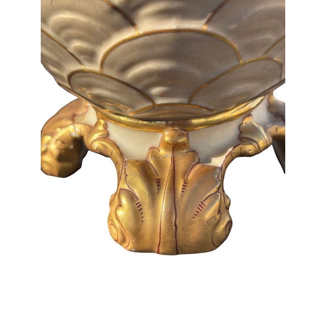 Late 19th Century Victorian Dragon Handle Ceramic Vase W/ Hand Painted Corvus by Alfred Stellmacher For Sale - Image 9 of 11