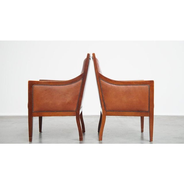 Set of Brown Leather Armchairs For Sale - Image 4 of 11