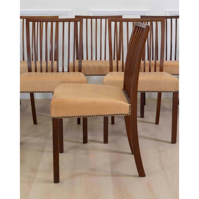 Brown 20th Century Set of Eight Danish Mahogany Dining Chairs by A.J. Iversen For Sale - Image 8 of 9