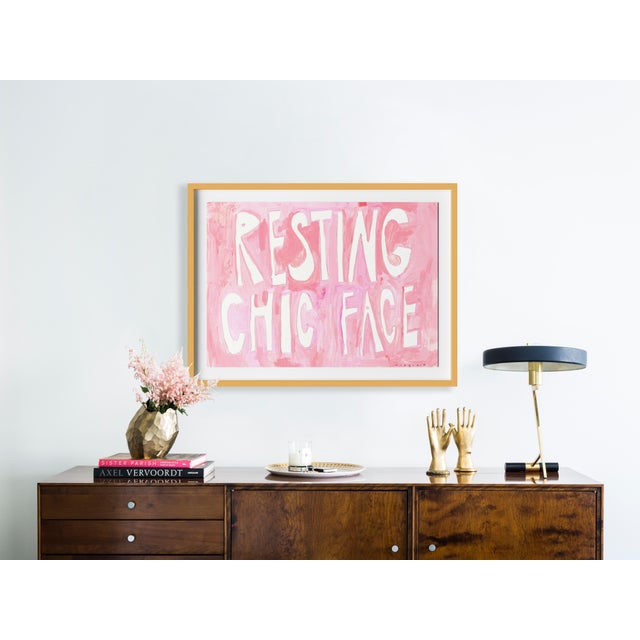 Contemporary Resting Chic Face by Virginia Chamlee in Gold Frame, Large Art Print For Sale - Image 3 of 4