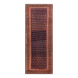 1890s Blue Navy Geometric Antique n.w. Persian Rug 4' X 9'9" Handknotted Wool Carpet For Sale