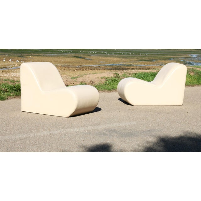 Vintage Faux Leather Lounge Chairs, 1970s, Set of 2 For Sale - Image 3 of 18