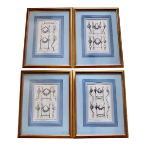 Original 18th Century French Engravings of Horse Bits- a Set of Four