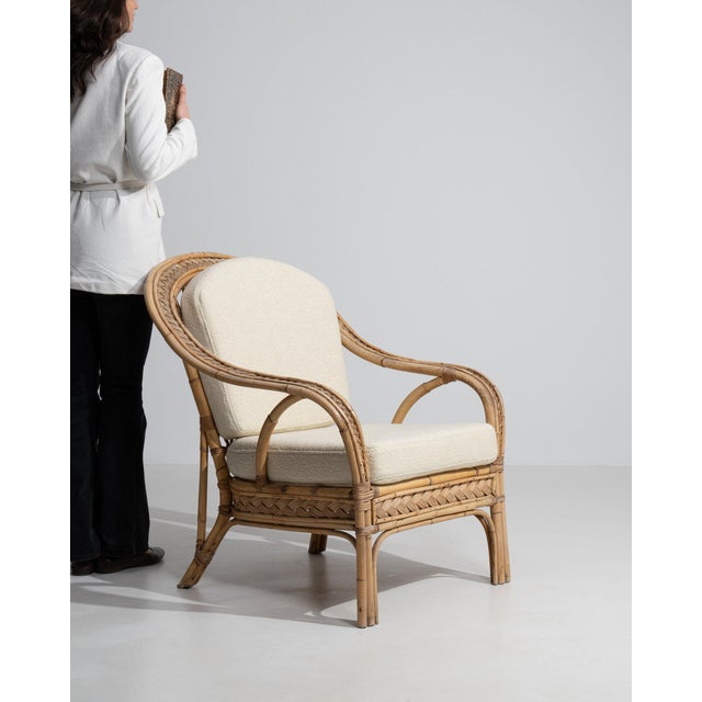Mid 20th Century France Cream Bamboo Armchair For Sale In Greensboro - Image 6 of 11