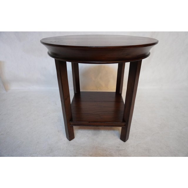 Wood Traditional Round Wood Side Table With Lower Shelf For Sale - Image 7 of 16