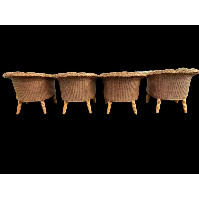 Vintage Wicker Scalloped Shell Club Chairs - a Set For Sale - Image 10 of 11