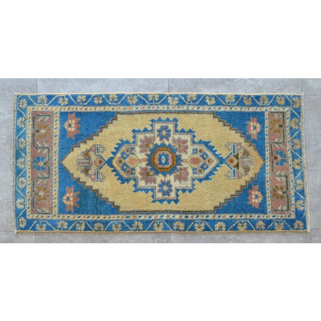 Hollywood Regency Hand Knotted Door Mat, Entryway Rug, Bath Mat, Kitchen Decor, Small Rug, Turkish Rug - 1′8″ × 3′6″ For Sale - Image 3 of 5