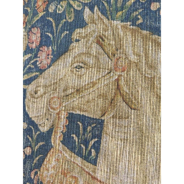 Vintage French Hand-Printed Medieval Design Noble Amazon Tapestry, 1960s For Sale - Image 15 of 18
