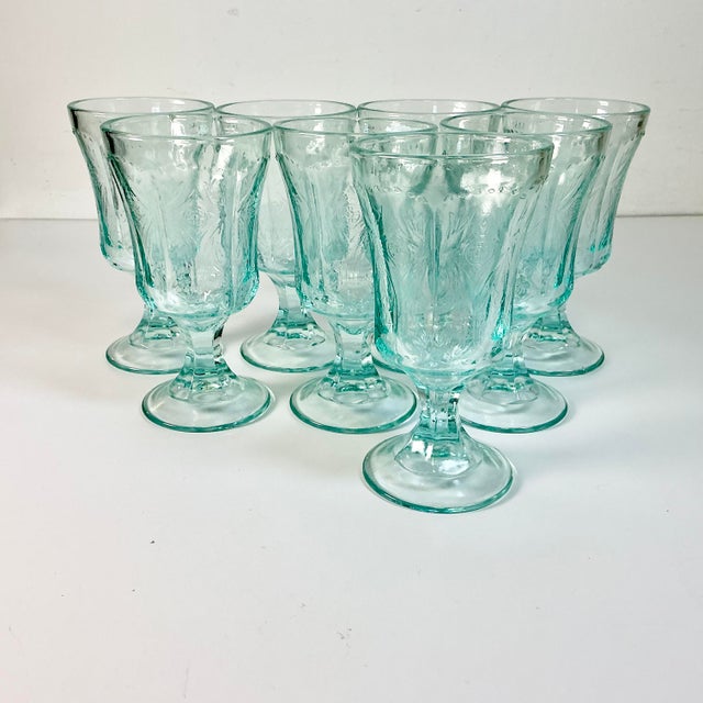 1970s Vintage Victorian Hollywood Regency Indiana Glass Co. Recollection Goblets - Set of 8 For Sale - Image 6 of 12