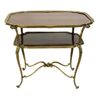 Antique French Style Bronze-Mounted Mahogany Two-Tier Side Table For Sale