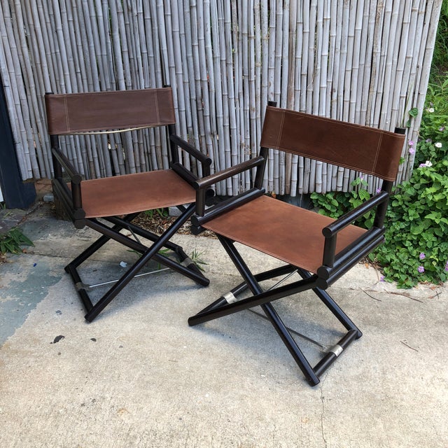 Coach Leather Campaign Style Directors Chairs A Pair Chairish