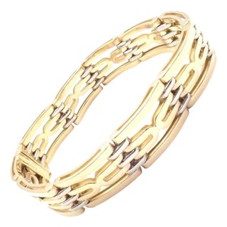 Vintage Bvlgari Bulgari Yellow & White Gold Link Bracelet For Sale