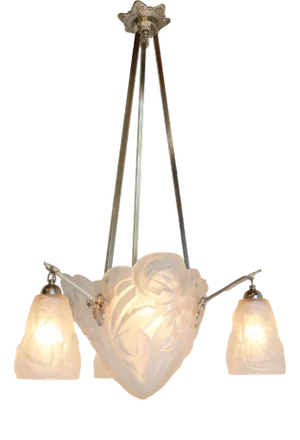 Art Deco Geometric Chandelier by David Guéron Degue & A. Petitot, 1930s