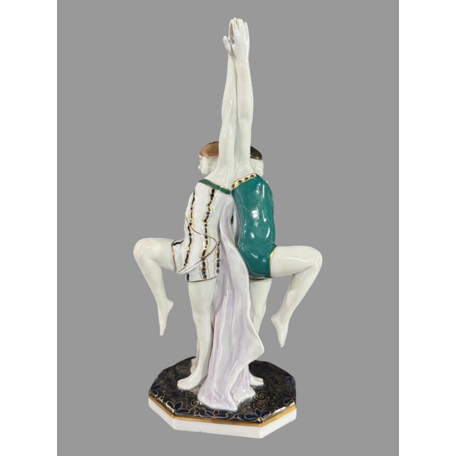 German Ens Porzellan Volkstedt Art Deco 11" Porcelain Statue Figurine of Dancers For Sale - Image 4 of 12