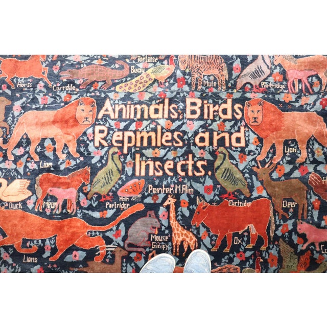Crazy Animal Motif South Persian Pictorial Rug rug no.j4766 For Sale - Image 13 of 15