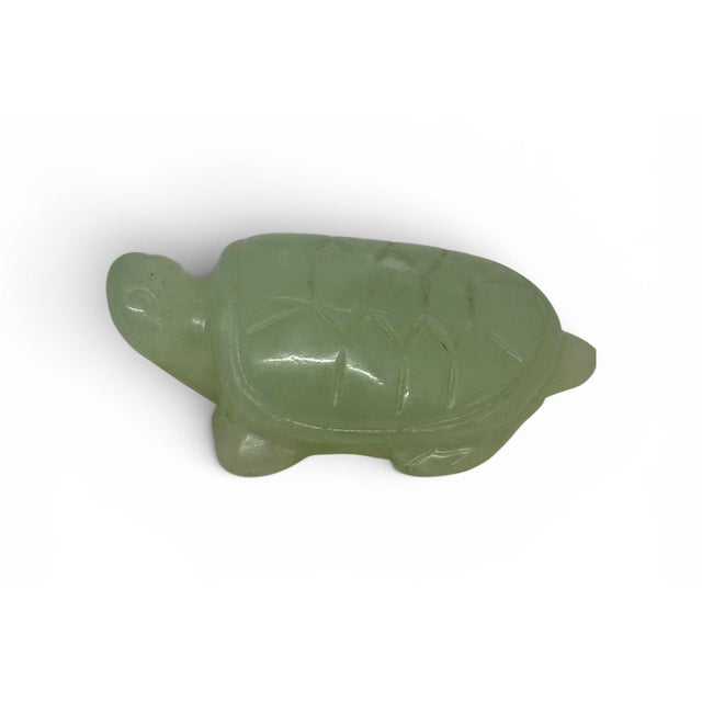 Vintage Hand Carved Light Green Nephrite Jade Turtle Tortoise Figurine Red Box For Sale - Image 12 of 12