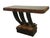 Art Deco console table, Makassar ebony, maple root, and black shillak lacquered wood with steel details. Original patina,...