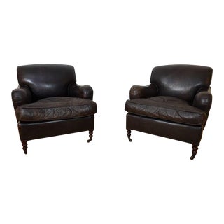 George Smith Leather Armchairs- a Pair For Sale