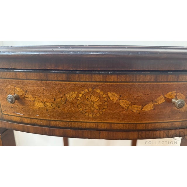 Vintage Maitland-Smith Drop Leaf Side Table With Painted Faux Marquetry, Brass Casters For Sale - Image 13 of 15