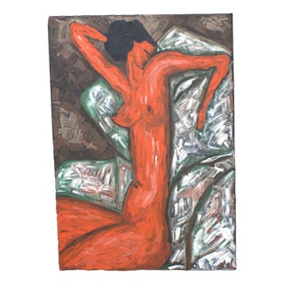 Natalia Vypritskaia, Red Nude, Oil on Canvas For Sale