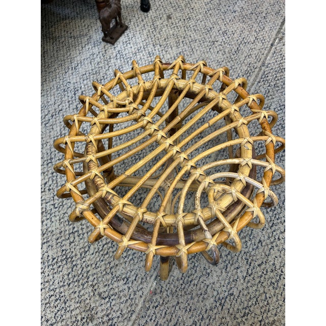 Franco Albini Bent Bamboo & Rattan Mid Century Modern Stool by Franco Albini For Sale - Image 4 of 9