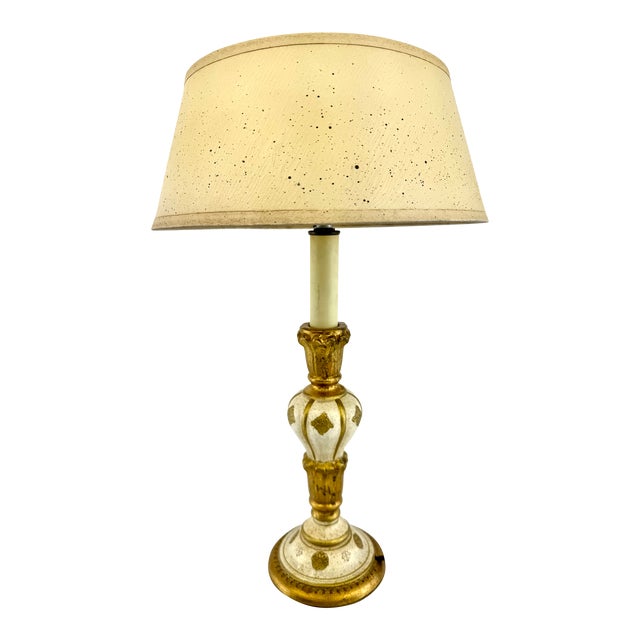 Vintage Italian Florentine and Brass Table Lamp For Sale