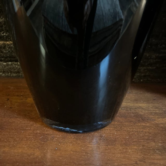 Glass Vintage Hand-Blown Glass Vase in Ebony With Clear Handles- a Pair For Sale - Image 7 of 12