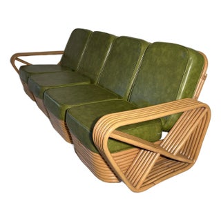 Vintage Paul Frankl Pretzel Rattan Set of Six-Strand 4-Piece Sectional Sofa For Sale