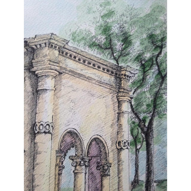 Carmelo Linciano, Tempietto Masseia Li Rei, Watercolor on Lithograph, 1991 For Sale - Image 7 of 10